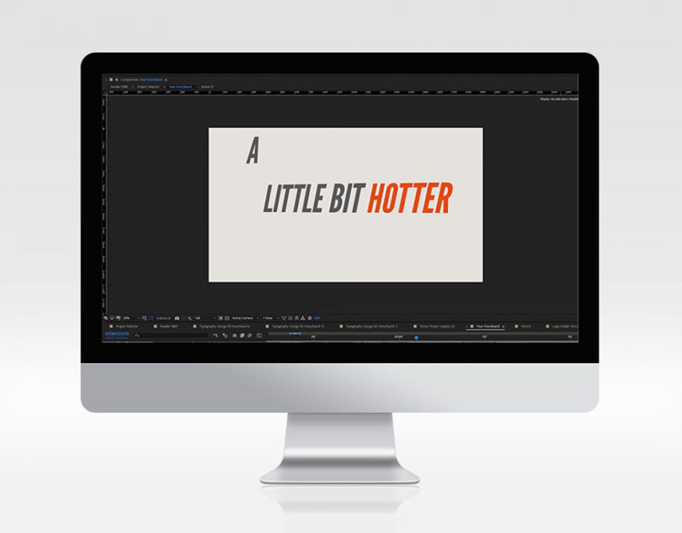 Computer screen showing an animation being edited in After Effects